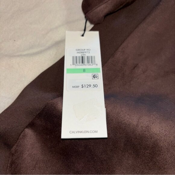 Calvin Klein 2Pc Brown & Plaid Faux Suede Dress,  Matching Duster Sz8 NWT Career - Picture 8 of 12